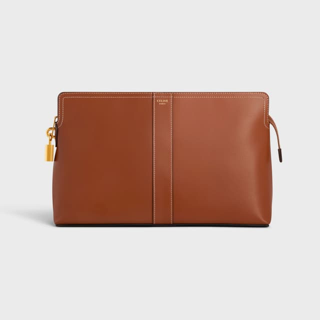 CELINE Lock Toiletry Pouch in Shiny Calfskin