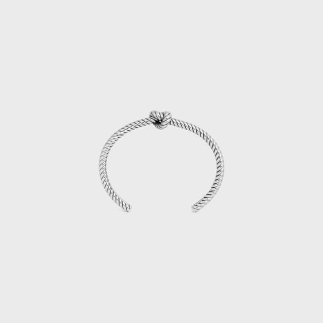 CELINE Knot Cord Patterned Cuff in Brass with Rhodium Finish