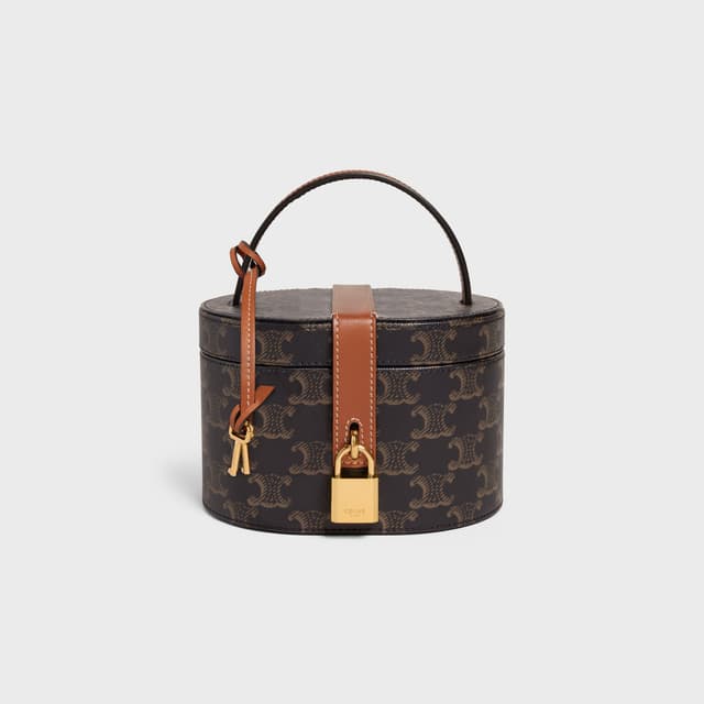 CELINE Vanity Case in Triomphe Canvas and Calfskin