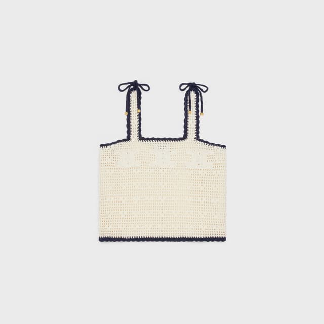 CELINE triomphe crop top in crochetted cotton