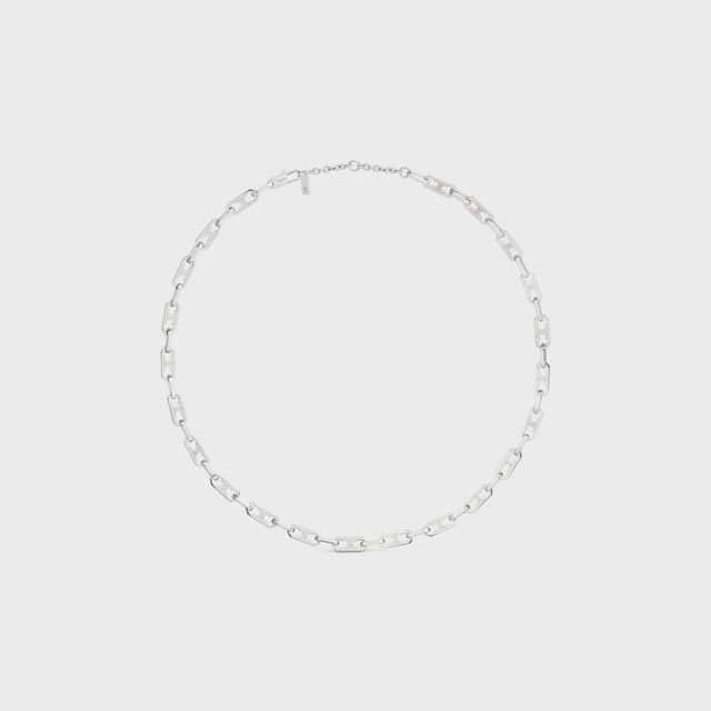 CELINE Triomphe Small Octagon Necklace in Brass with Rhodium Finish