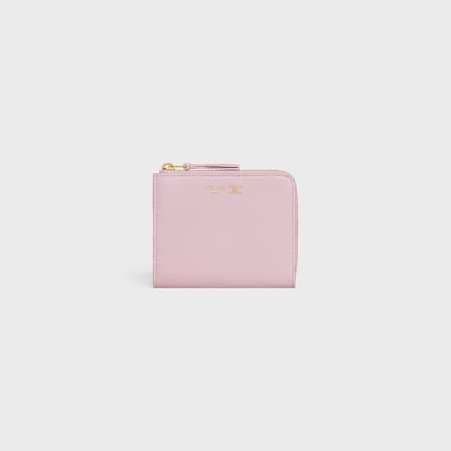 CELINE FLAT ZIPPED WALLET TRIOMPHE STAMP IN SUPPLE GRAINED CALFSKIN