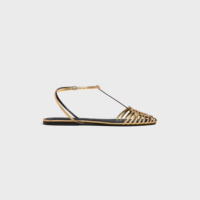 CELINE CAGE FLAT SANDAL IN LAMINATED LAMBSKIN
