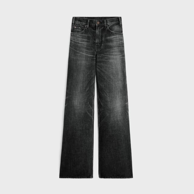 CELINE flared surf jeans in black ice rinse denim