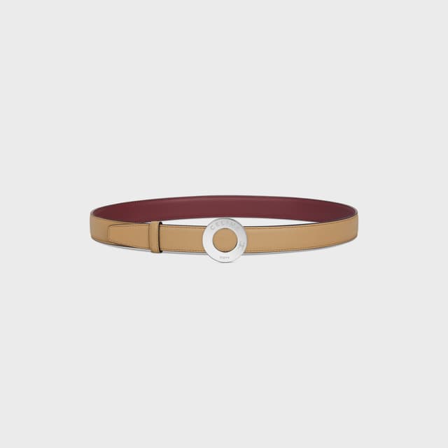 CELINE CELINE DISC BUCKLE 25MM IN METAL & Reversible Strap 25MM IN Smooth and Grained Calfskin