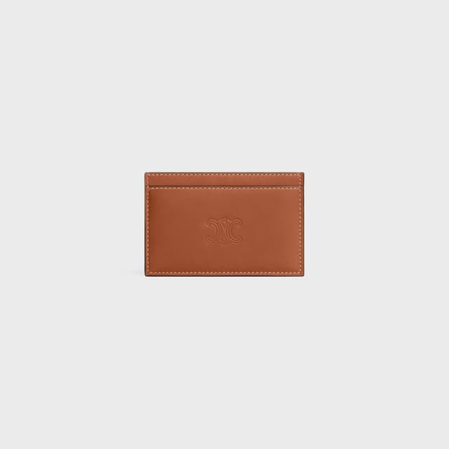 CELINE Card holder in Natural calfskin with triomphe embossed