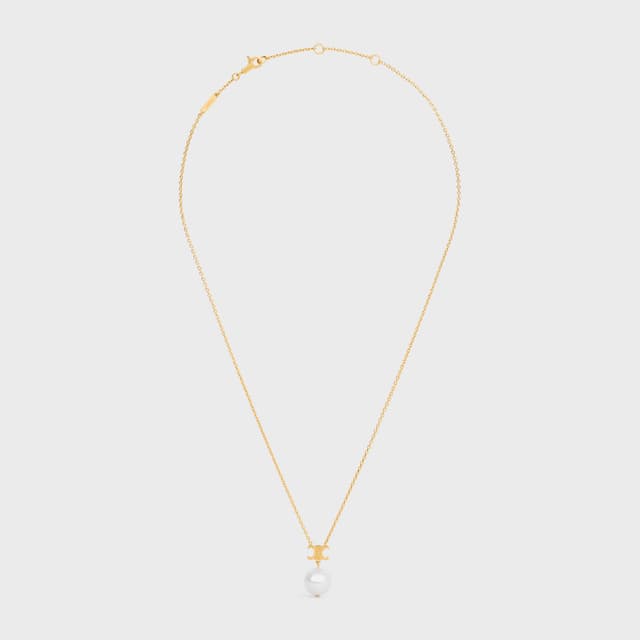CELINE Les Perles Celine Necklace in Resin Pearl and Brass with Gold Finish
