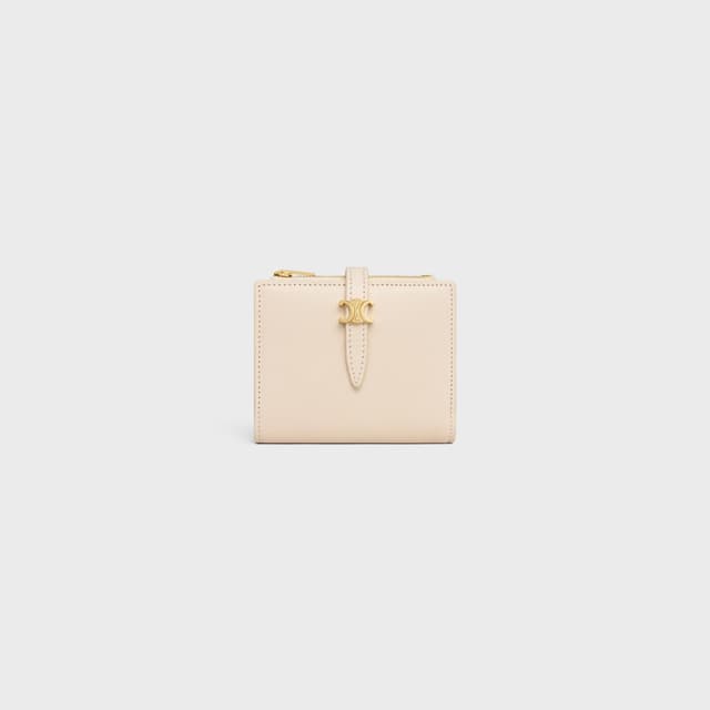CELINE COMPACT WALLET TRIOMPHE PONTET IN GOATSKIN
