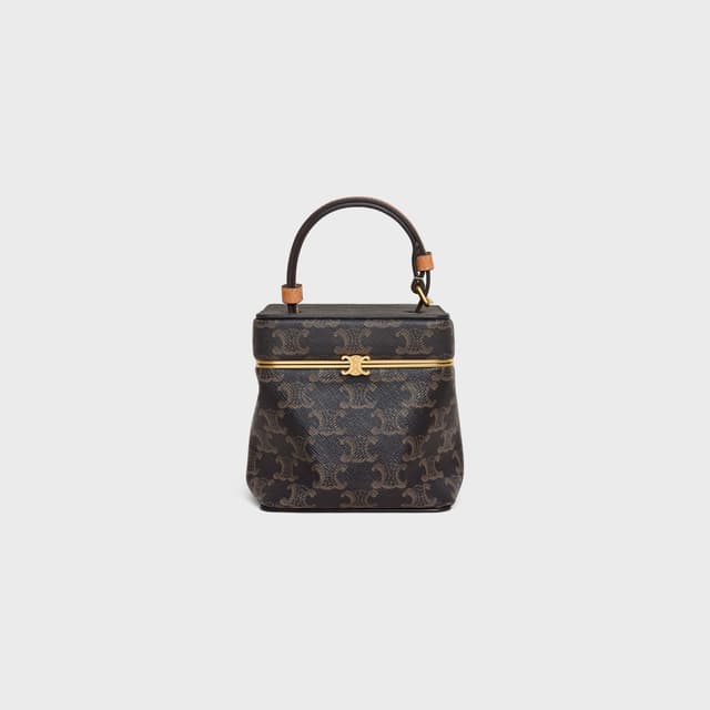 CELINE CUBE IN TRIOMPHE CANVAS AND NATURAL CALFSKIN