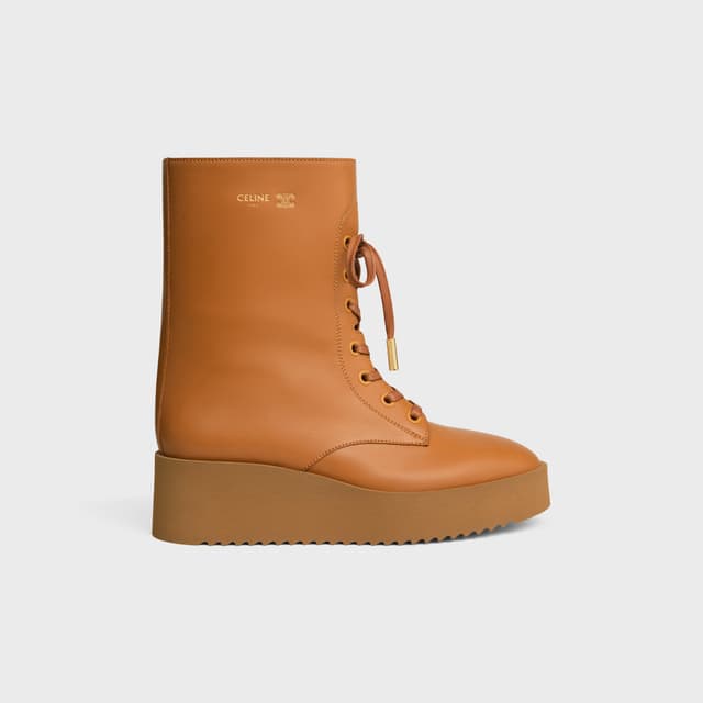 CELINE AUSTIN LACE-UP BOOT IN SHINY CALFSKIN