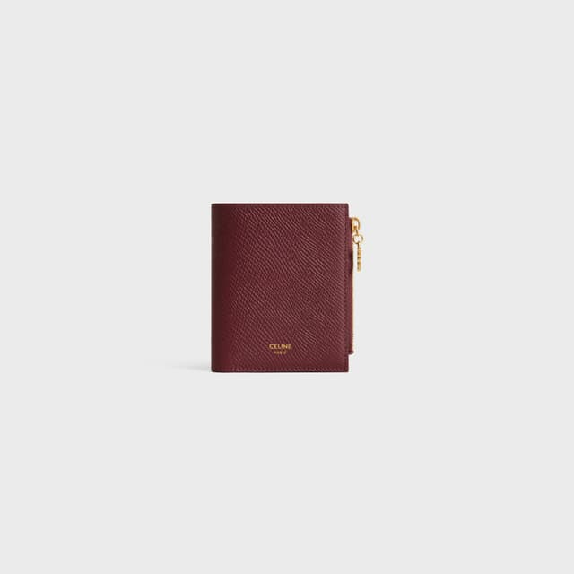 CELINE COMPACT WALLET TRIOMPHE CHARMS IN GRAINED CALFSKIN