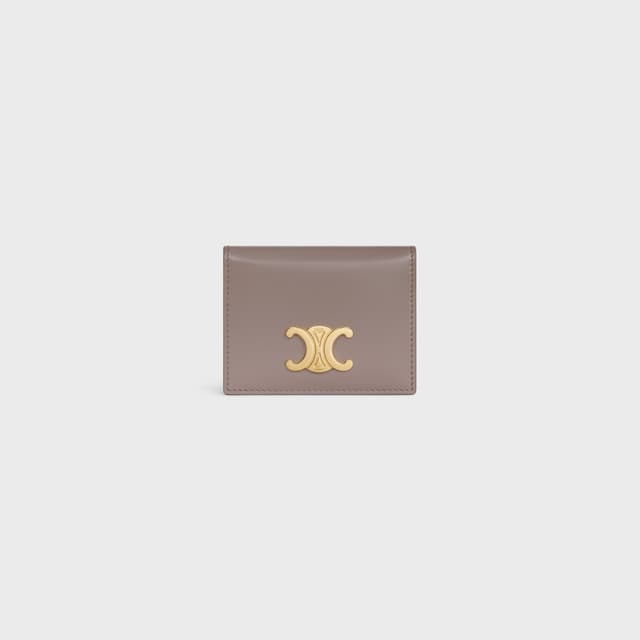 CELINE BI-FOLD CARD HOLDER TRIOMPHE IN Shiny calfskin