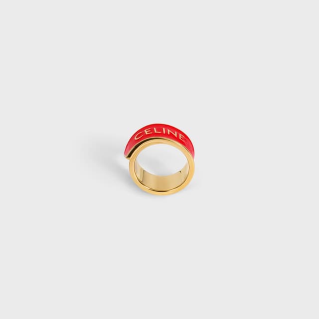 CELINE CELINE RIBBON RING IN ENAMEL AND BRASS WITH GOLD FINISH