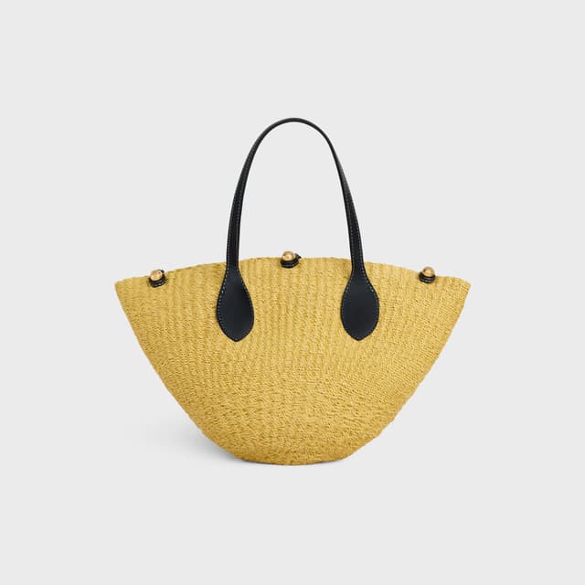 CELINE SMALL TRIOMPHE BEADS BASKET IN SISAL AND CALFSKIN