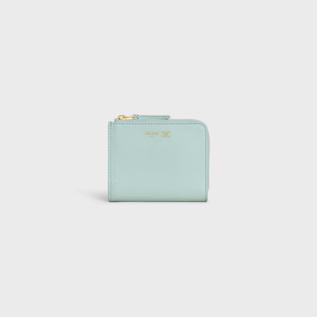 CELINE FLAT ZIPPED WALLET TRIOMPHE STAMP IN GRAINED SUPPLE CALFSKIN