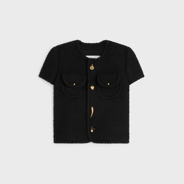 CELINE short-sleeved jacket IN cashmere and wool natté