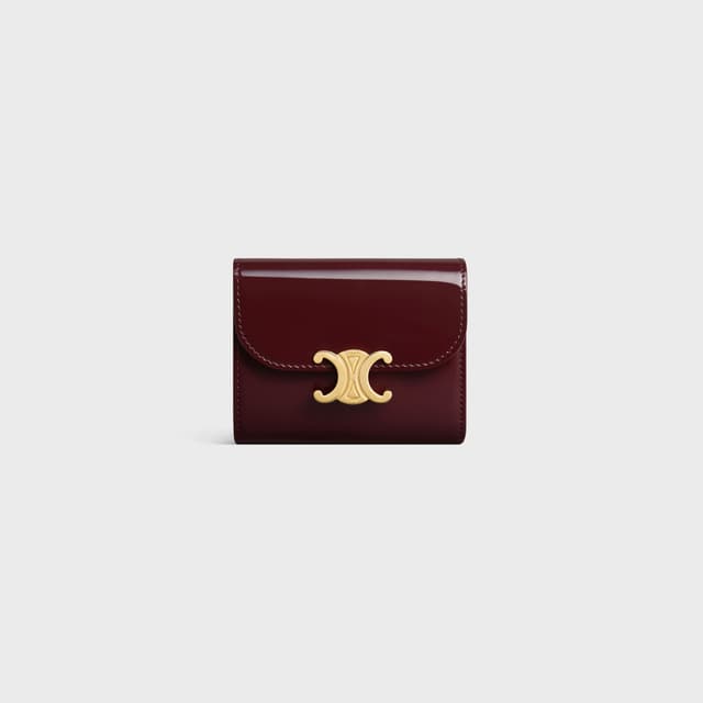 CELINE Small Flap Wallet TRIOMPHE IN PATENT CALFSKIN