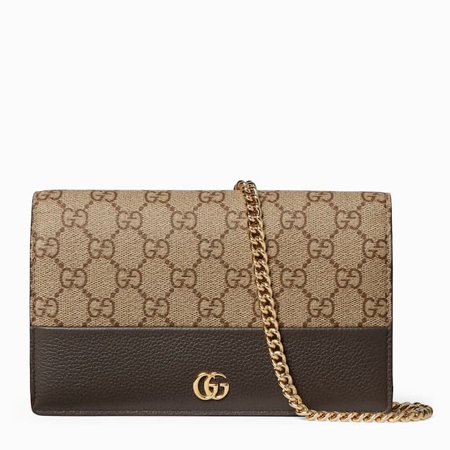 Gucci Personalise with initialsBi-color GG Marmont wallet on chain£810