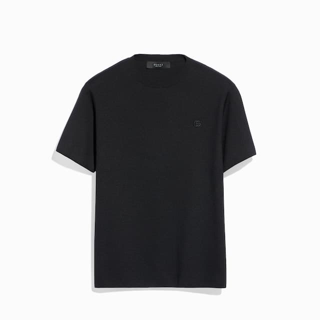 Gucci Knit silk cotton T-shirt with embroidery