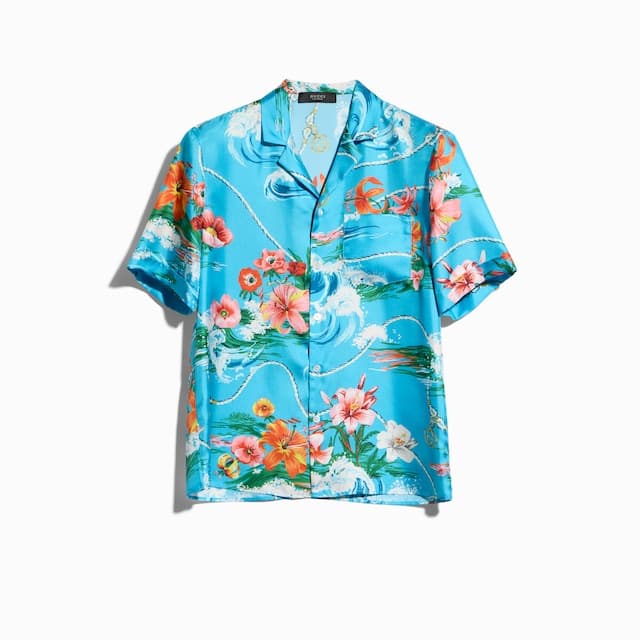 Gucci Printed silk twill bowling shirt