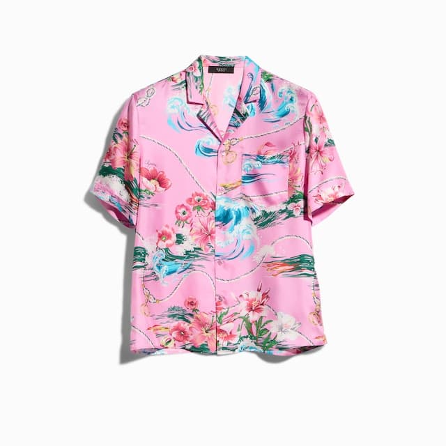 Gucci Printed silk twill bowling shirt
