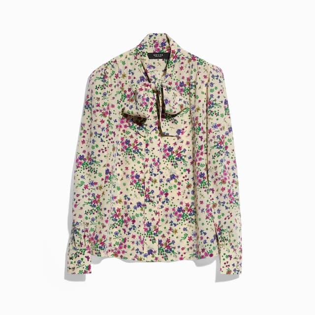 Gucci Printed silk shirt with bow