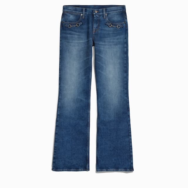 Gucci 스트레치 홀스빗 디테일 코튼 데님 팬츠₩2,150,000
