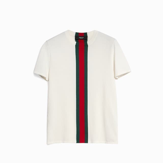 Gucci Knit cotton T-shirt with Web intarsia