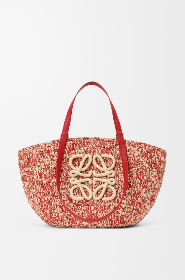 LOEWE Medium Eclipse basket in raffia and calfskin