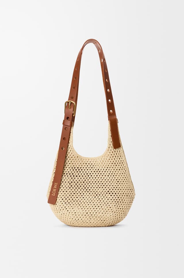 LOEWE Small Punch Hole hobo in raffia and calfskin
