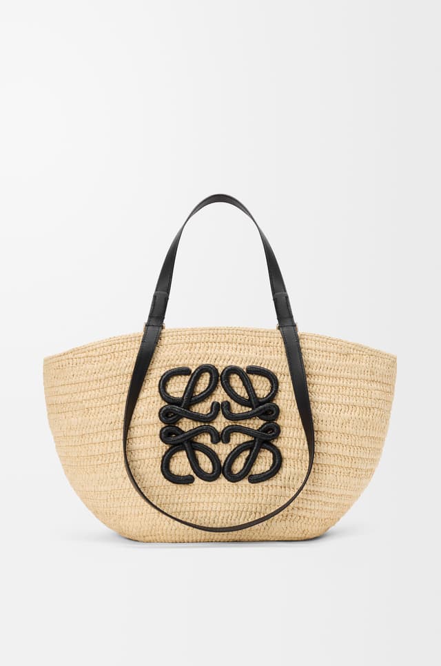 LOEWE Medium Eclipse basket in raffia and calfskin