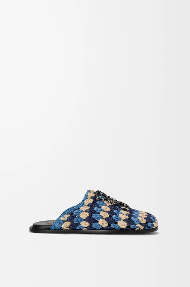 LOEWE Flex mule in raffia and calfskin