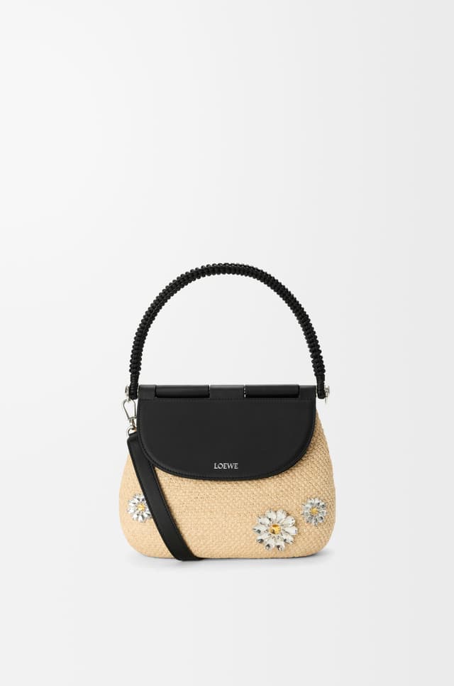 LOEWE Medium Pescador bag in raffia and calfskin