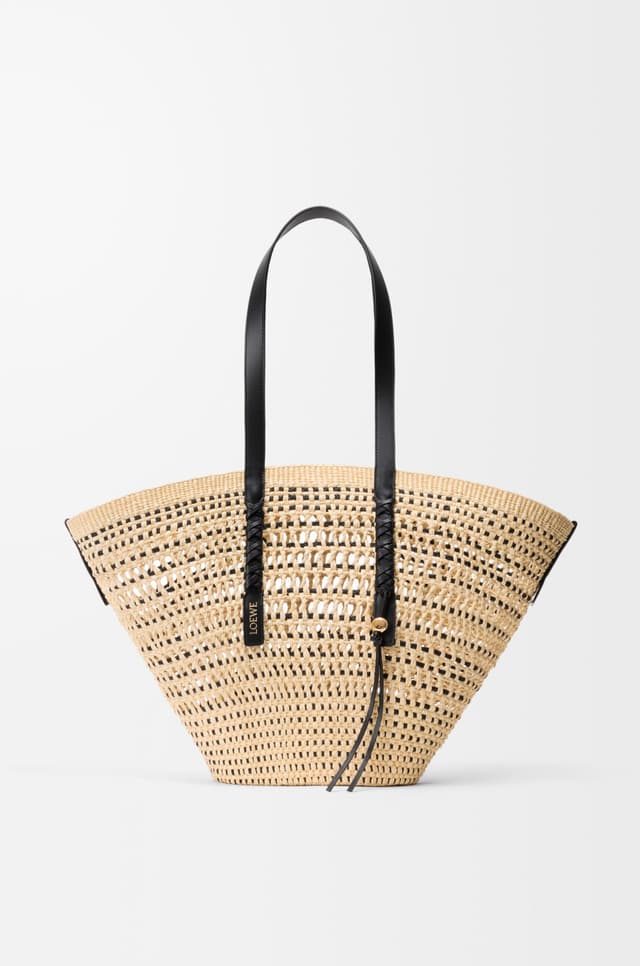 LOEWE Large Braid basket in iraca palm and calfskin
