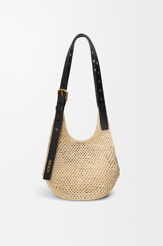 LOEWE Small Punch Hole hobo in raffia and calfskin