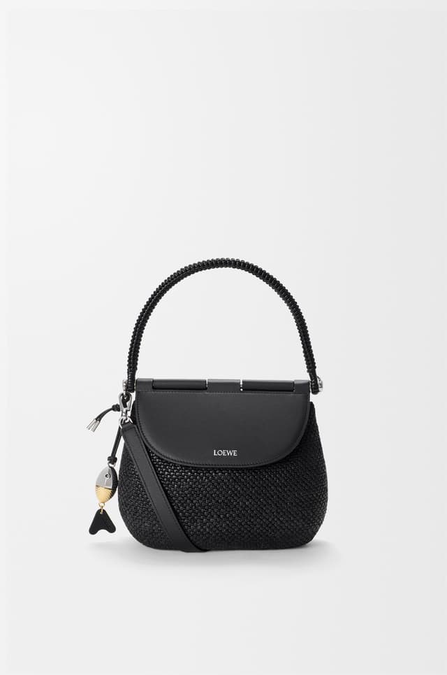 LOEWE Medium Pescador bag in raffia and calfskin
