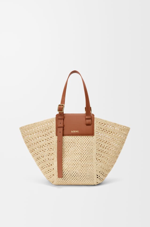 LOEWE Medium Hammock cabas in raffia and calfskin