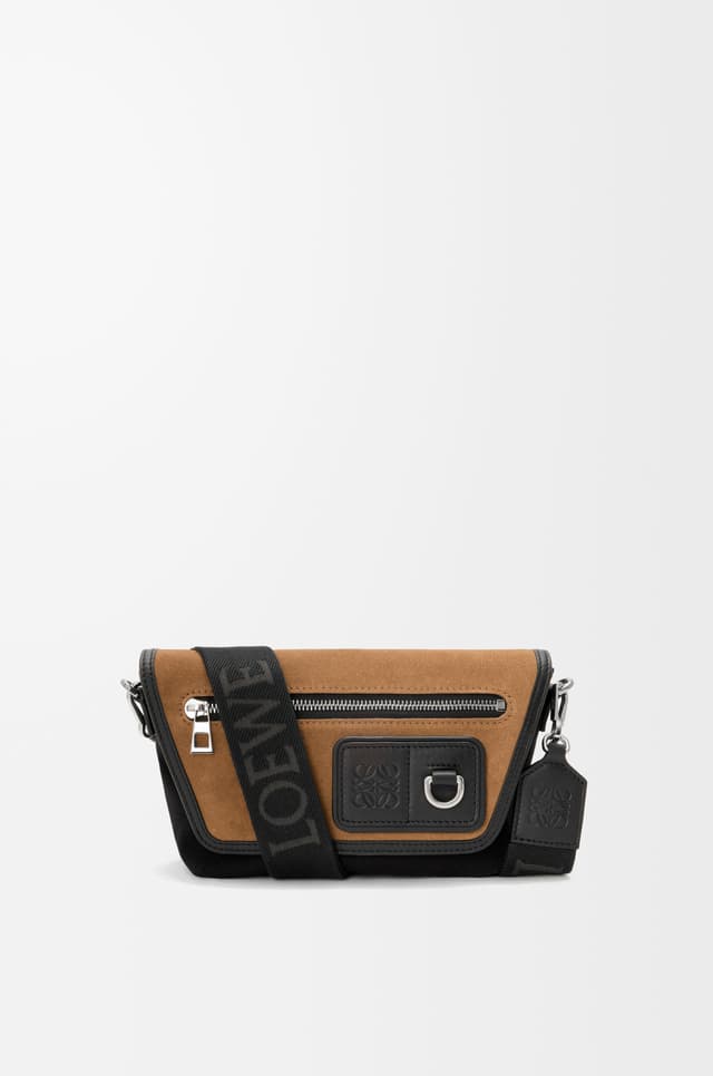 LOEWE Mini Flex messenger in canvas and suede