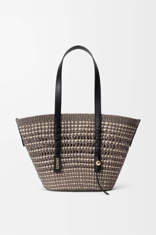LOEWE Medium Braid basket in iraca palm and calfskin