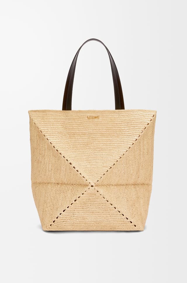 LOEWE XL Puzzle Fold tote in raffia