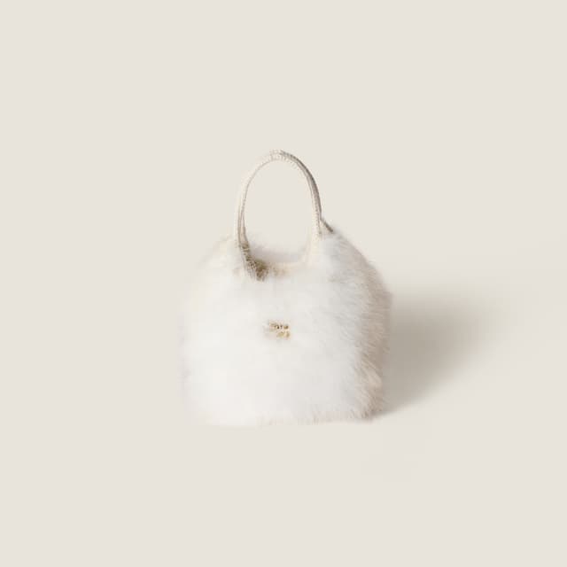Miu Miu Ivy crochet handbag with feathers