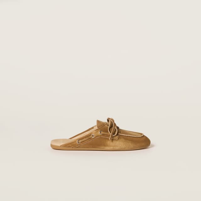 Miu Miu Faded suede Deck mules