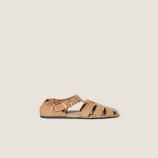 Miu Miu Ruches cotton and nappa leather fisherman sandals