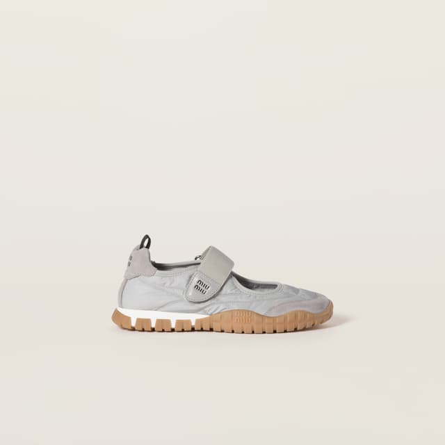 Miu Miu Tyre technical fabric and suede ballerinas