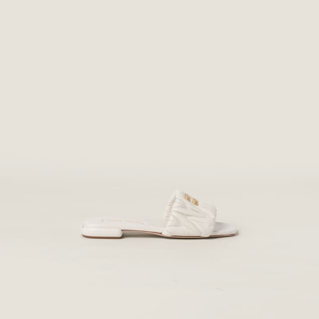 Miu Miu Matelassé nappa leather slides
