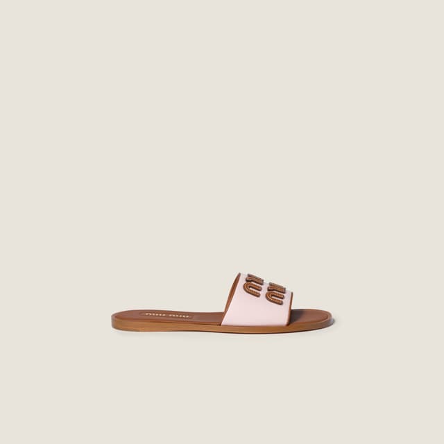 Miu Miu Canvas and leather slides