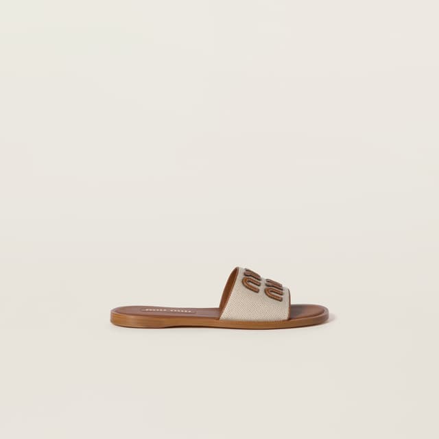 Miu Miu Canvas and leather slides
