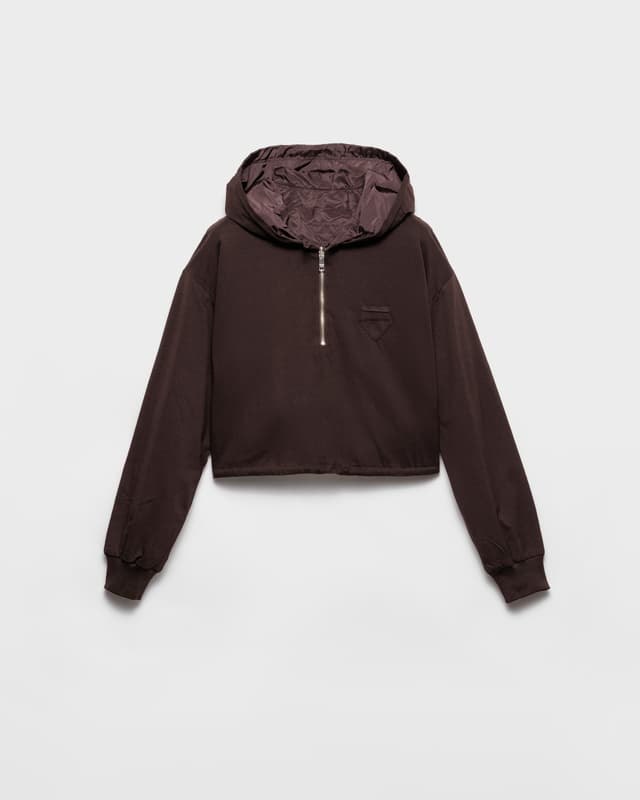 Prada Reversible cotton jersey and Re-Nylon hoodie