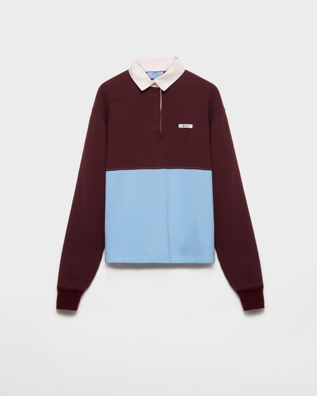 Prada Long-sleeved cotton fleece polo shirt