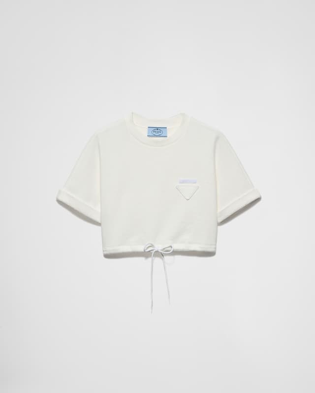 Prada Cropped cotton fleece T-shirt